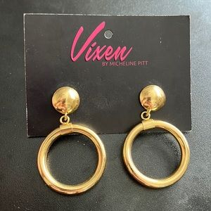 Vixen by Micheline Pitt Bad Girl Hoop Earrings- Gold